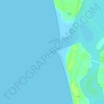 Mappa topografica Kodi beach, altitudine, rilievo