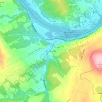 Mappa topografica Kintnersville, altitudine, rilievo