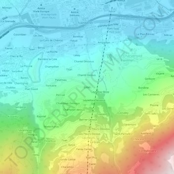 Mappa topografica Cotes, altitudine, rilievo