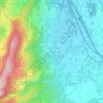Mappa topografica Ronjou, altitudine, rilievo