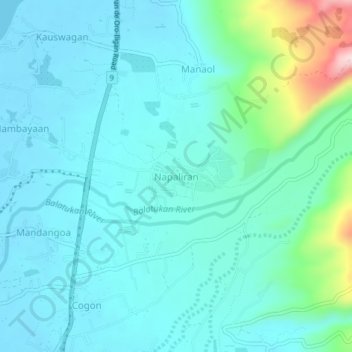 Mappa topografica Napaliran, altitudine, rilievo