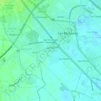 Mappa topografica Santa Lucia, altitudine, rilievo