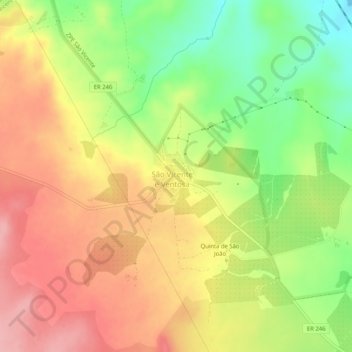 Mappa topografica São Vicente e Ventosa, altitudine, rilievo