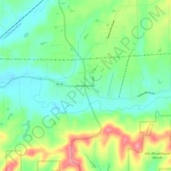 Mappa topografica Beanblossom, altitudine, rilievo
