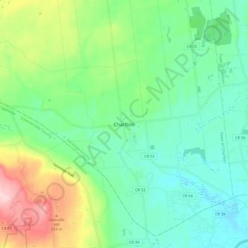 Mappa topografica Charlton, altitudine, rilievo