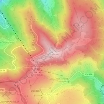 Mappa topografica Schauinsland, altitudine, rilievo