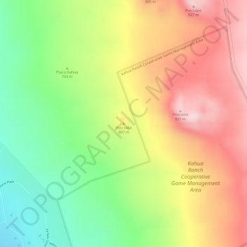 Mappa topografica Puu Uala, altitudine, rilievo