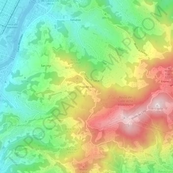 Mappa topografica Pian del Lot, altitudine, rilievo