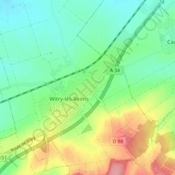 Mappa topografica Le Village, altitudine, rilievo