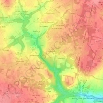 Mappa topografica Le Louvre, altitudine, rilievo