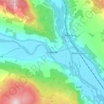 Mappa topografica Logierait, altitudine, rilievo