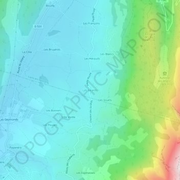 Mappa topografica Les Girards, altitudine, rilievo