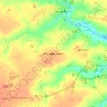 Mappa topografica Winston Green, altitudine, rilievo