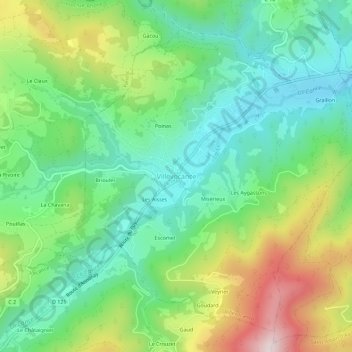 Mappa topografica Villevocance, altitudine, rilievo