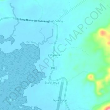 Mappa topografica Katipunan, altitudine, rilievo