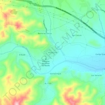 Mappa topografica Almanzora, altitudine, rilievo