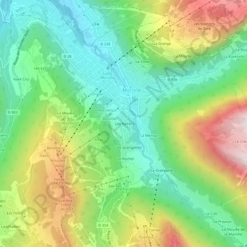 Mappa topografica Les Nants, altitudine, rilievo
