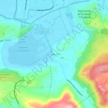 Mappa topografica Cotapachi, altitudine, rilievo