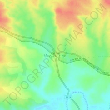 Mappa topografica Mayo Djarendji, altitudine, rilievo