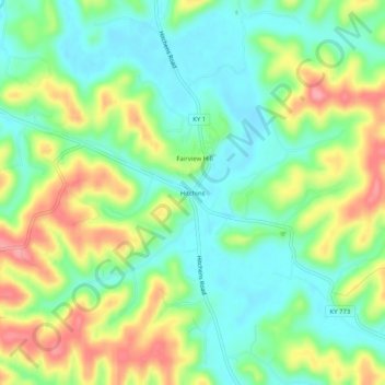Mappa topografica Hitchins, altitudine, rilievo