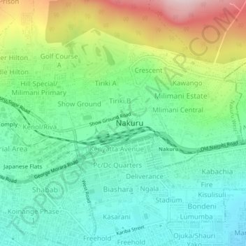 Mappa topografica Railways Quaters, altitudine, rilievo
