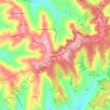 Mappa topografica Zaburreira, altitudine, rilievo