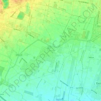 Mappa topografica Torbole, altitudine, rilievo