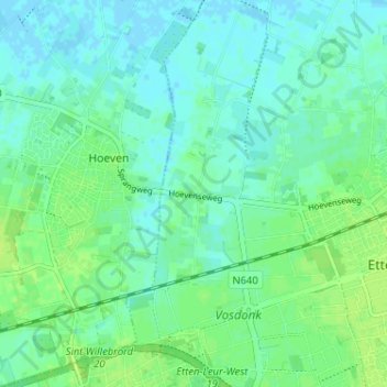 Mappa topografica Hoge Donk, altitudine, rilievo