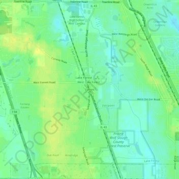 Mappa topografica Everett, altitudine, rilievo