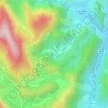 Mappa topografica Caparaó, altitudine, rilievo