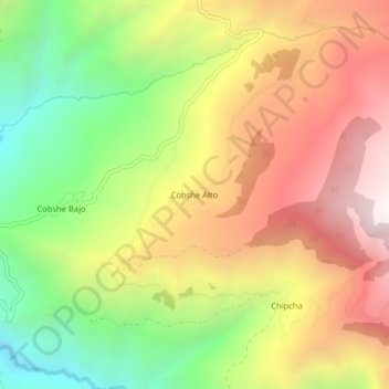 Mappa topografica Cobshe Alto, altitudine, rilievo