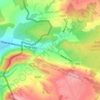 Mappa topografica Petit Caporal, altitudine, rilievo