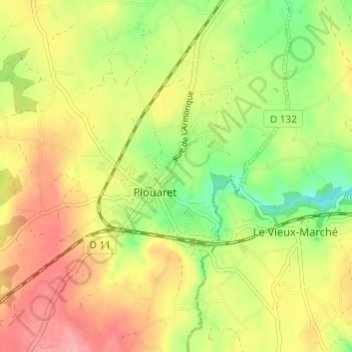 Mappa topografica Prat An Haye, altitudine, rilievo
