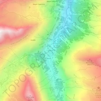 Mappa topografica Le Pont, altitudine, rilievo