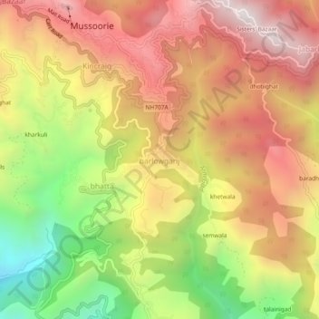 Mappa topografica barlowganj, altitudine, rilievo