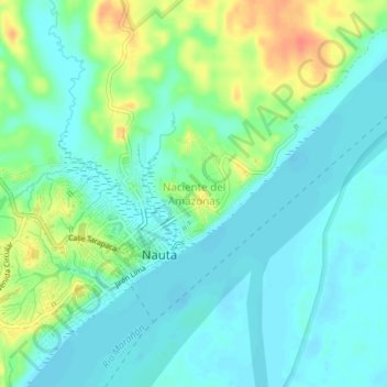 Mappa topografica Naciente del Amazonas, altitudine, rilievo