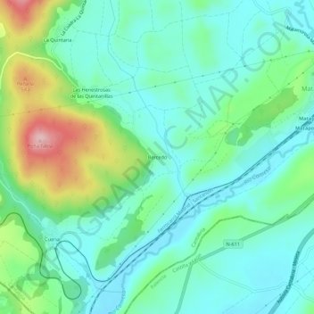 Mappa topografica Bercedo, altitudine, rilievo