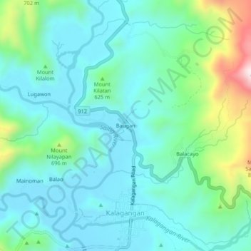 Mappa topografica Baugan, altitudine, rilievo