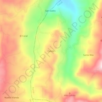 Mappa topografica Caloto, altitudine, rilievo