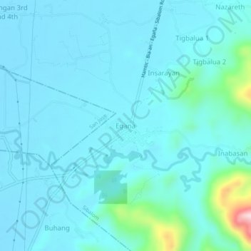 Mappa topografica Egana, altitudine, rilievo