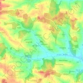 Mappa topografica Utting, altitudine, rilievo