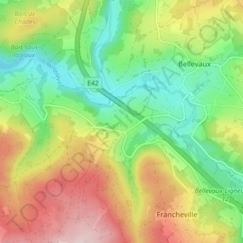 Mappa topografica Villers, altitudine, rilievo