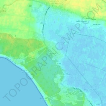 Mappa topografica Le Rocher, altitudine, rilievo