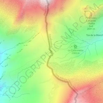 Mappa topografica Col de la Seigne, altitudine, rilievo
