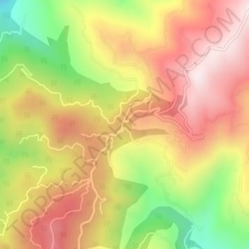 Mappa topografica Mouri, altitudine, rilievo