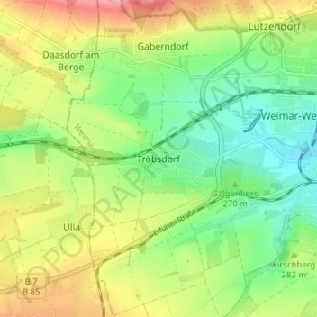 Mappa topografica Tröbsdorf, altitudine, rilievo