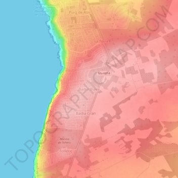 Mappa topografica Badia Blava, altitudine, rilievo