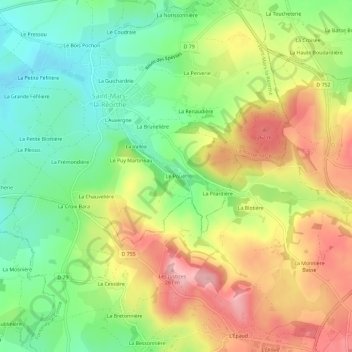Mappa topografica Le Pouët, altitudine, rilievo