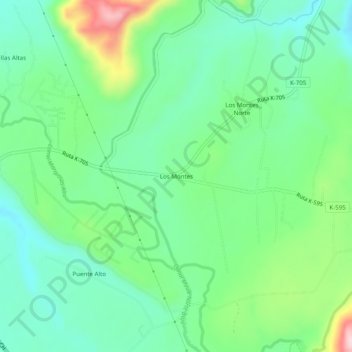 Mappa topografica Los Montes, altitudine, rilievo