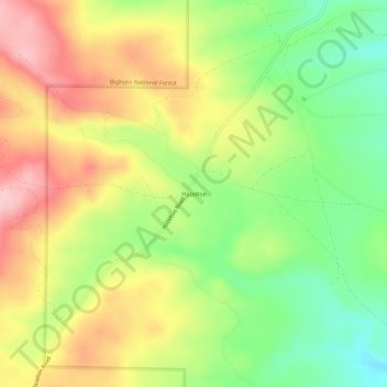Mappa topografica Hazelton, altitudine, rilievo